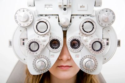 Patient having an eye examination