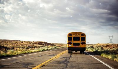 School bus on rural road.
