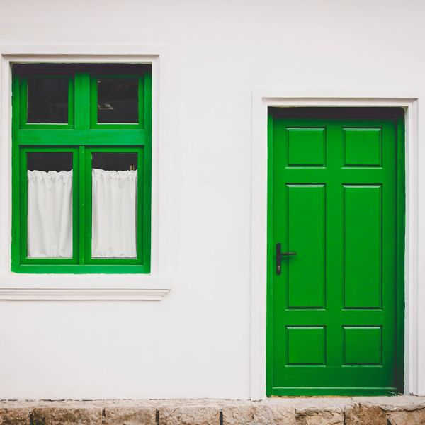 Residential House with a green door.