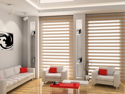 Motorised blinds with sofas 