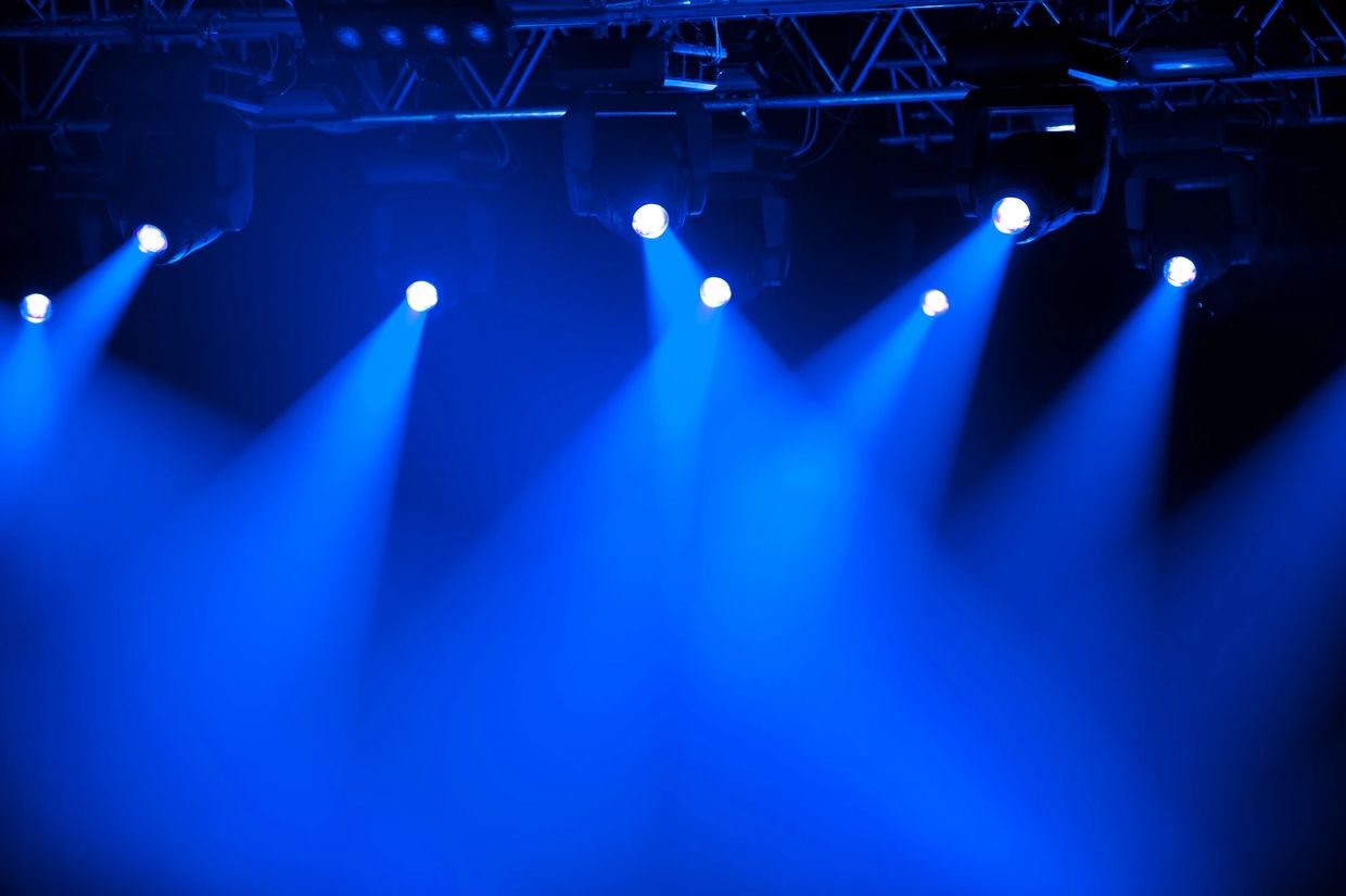image of bold blue spotlights