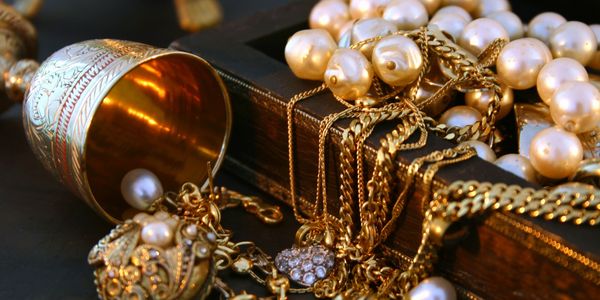Golden color ornaments and pearls 