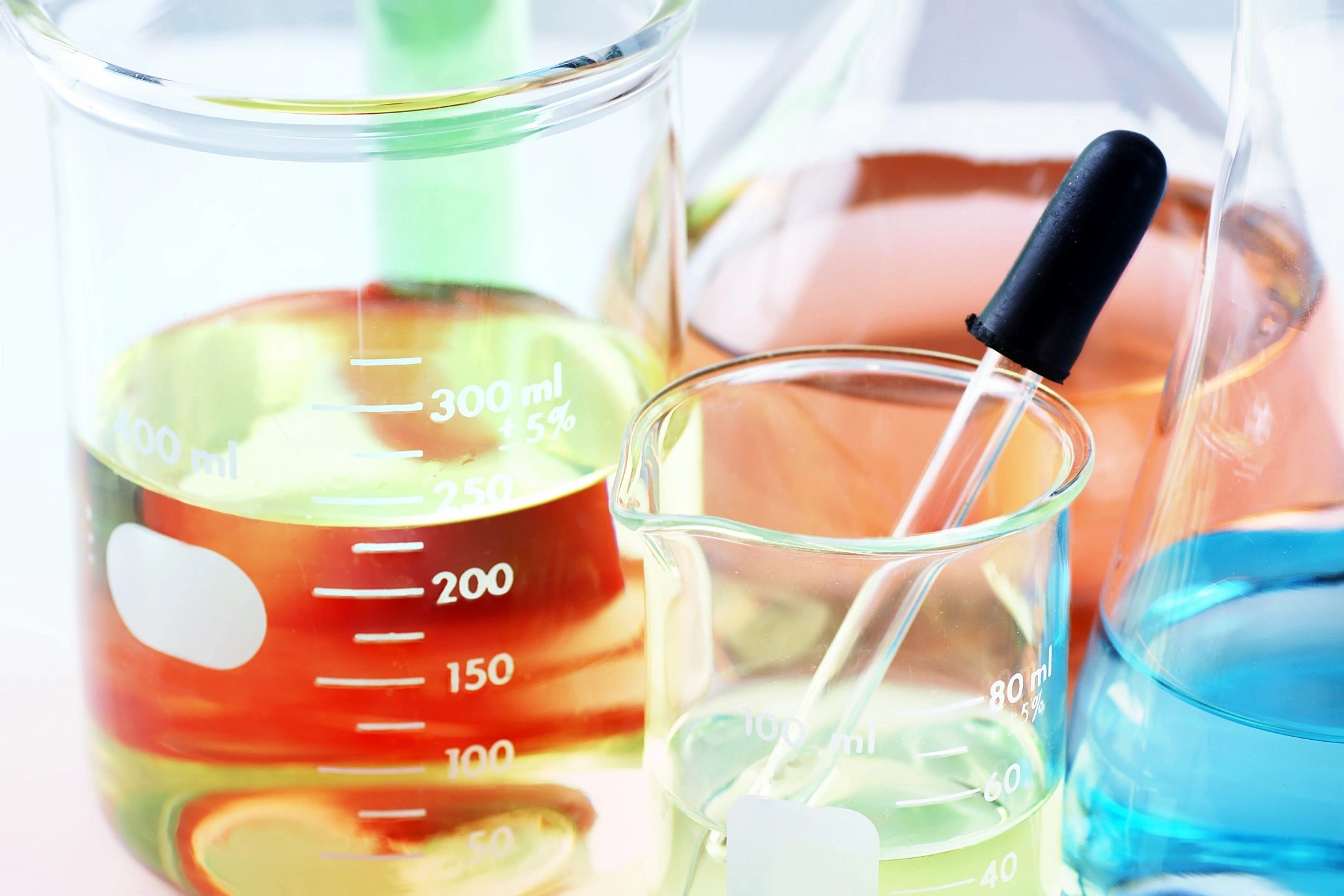  liquid in laboratory flasks