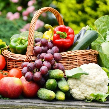 image of fruits and vegetables a basket