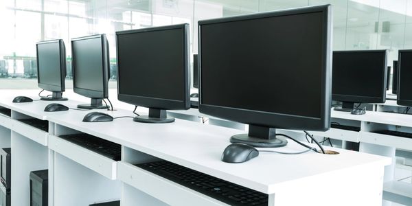 A row of computers