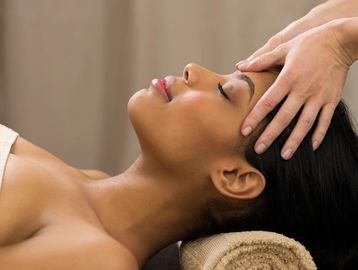 A lady having a luxury facial with Indian Head Massage, ninety minutes.