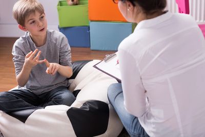 therapist working with child