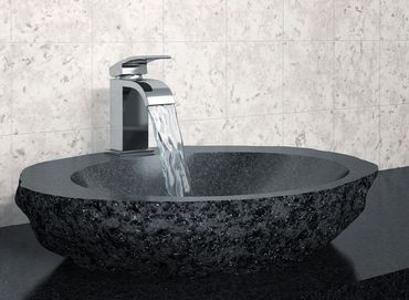 modern sink with water running