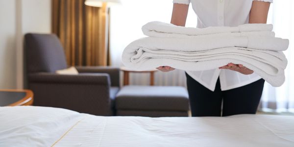 hotel sheets, towels, bed linens