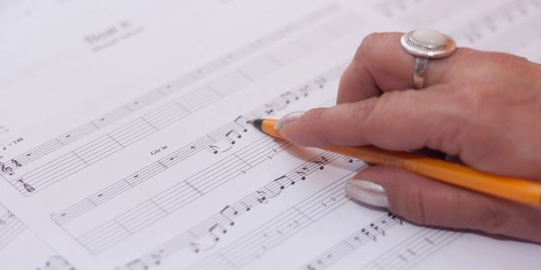 Music notes on paper