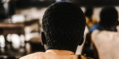 Back view of an young black man 