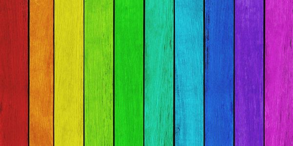 Rainbow colored wood fence