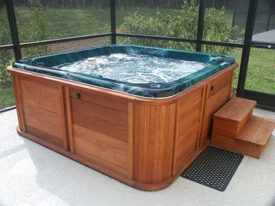 Hot tub in sunroom