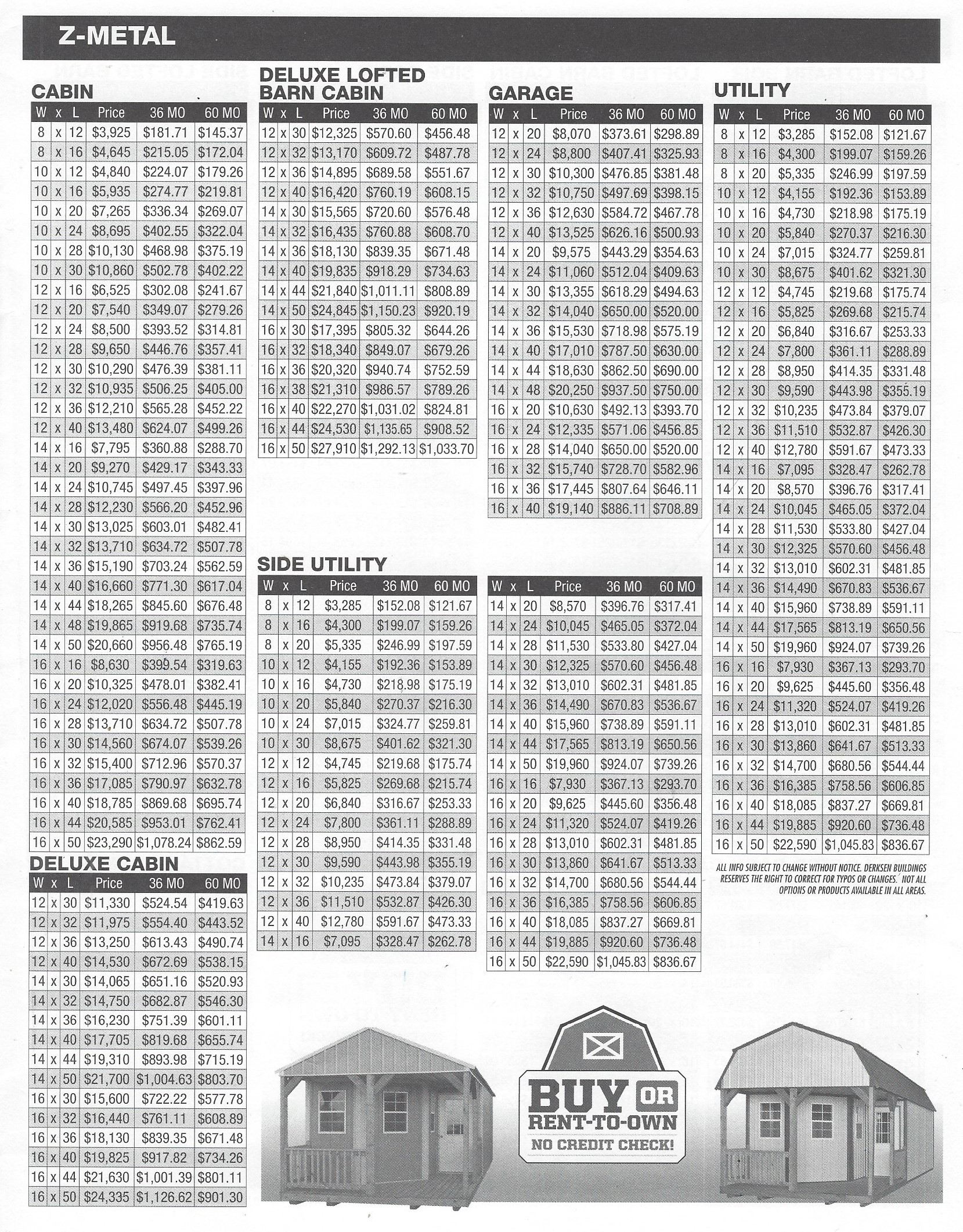 Derksen Portable Buildings Price List How do you Price a Switches?