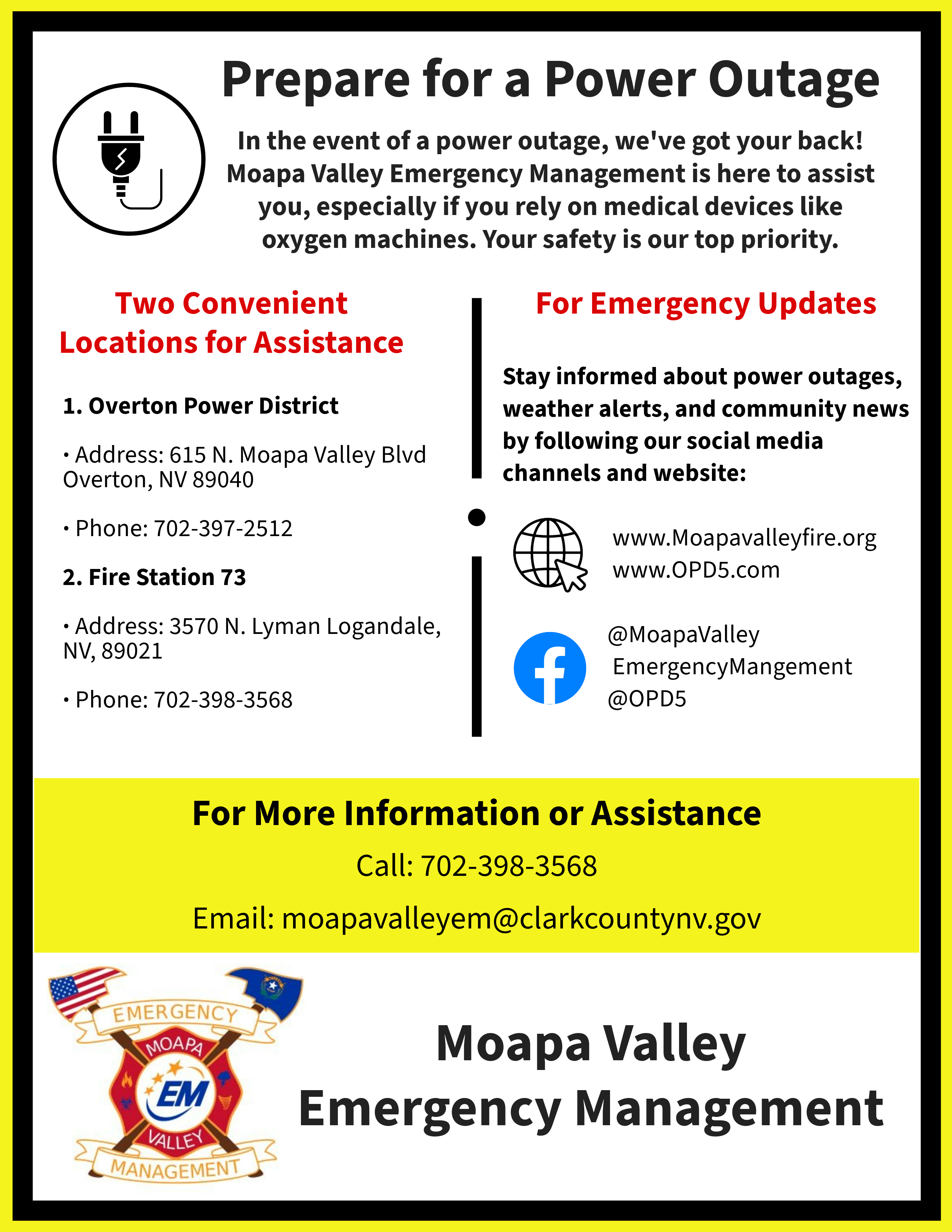Outage Text Sample Emergency Management