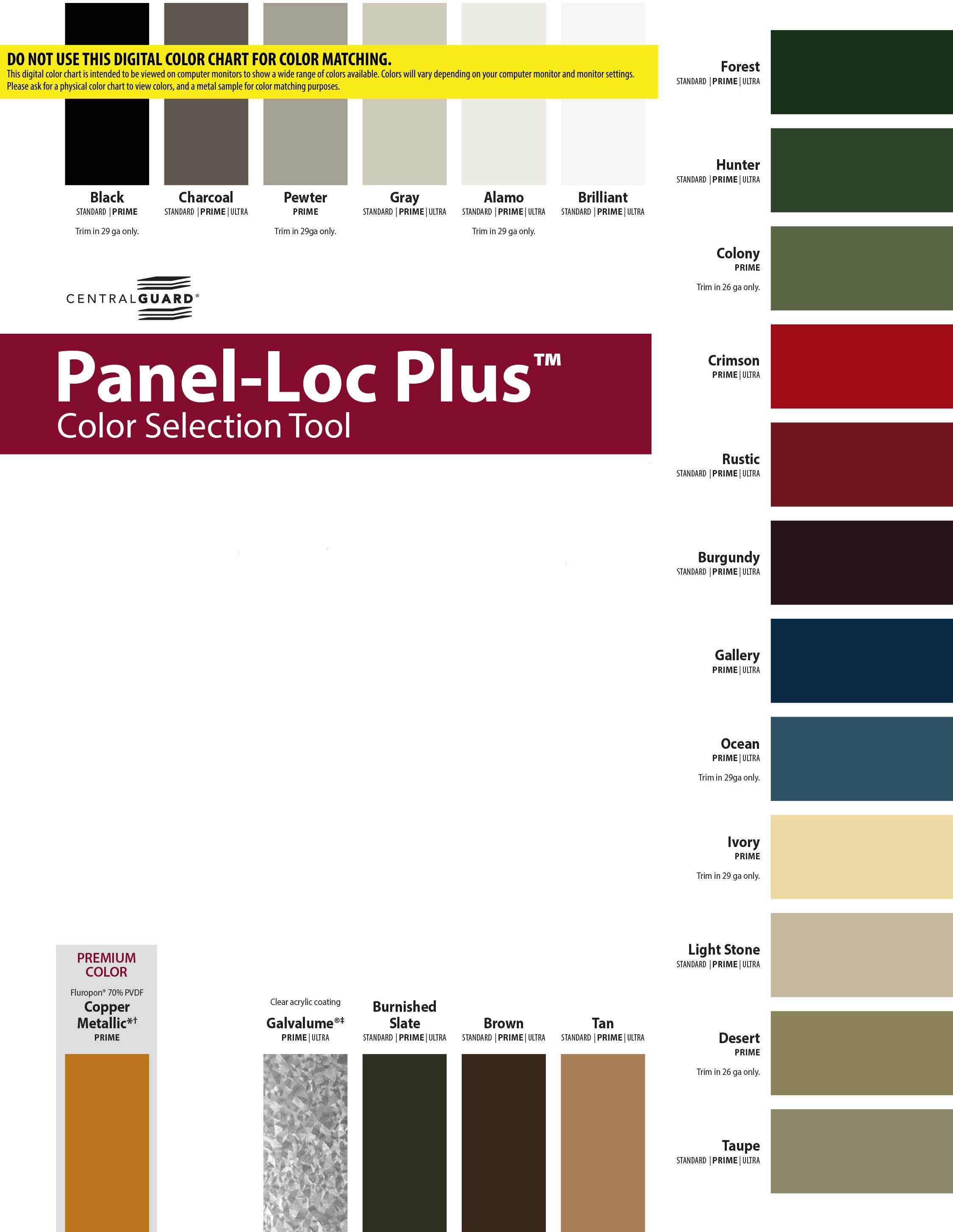 Pro Rib Steel Color Chart Color Charts