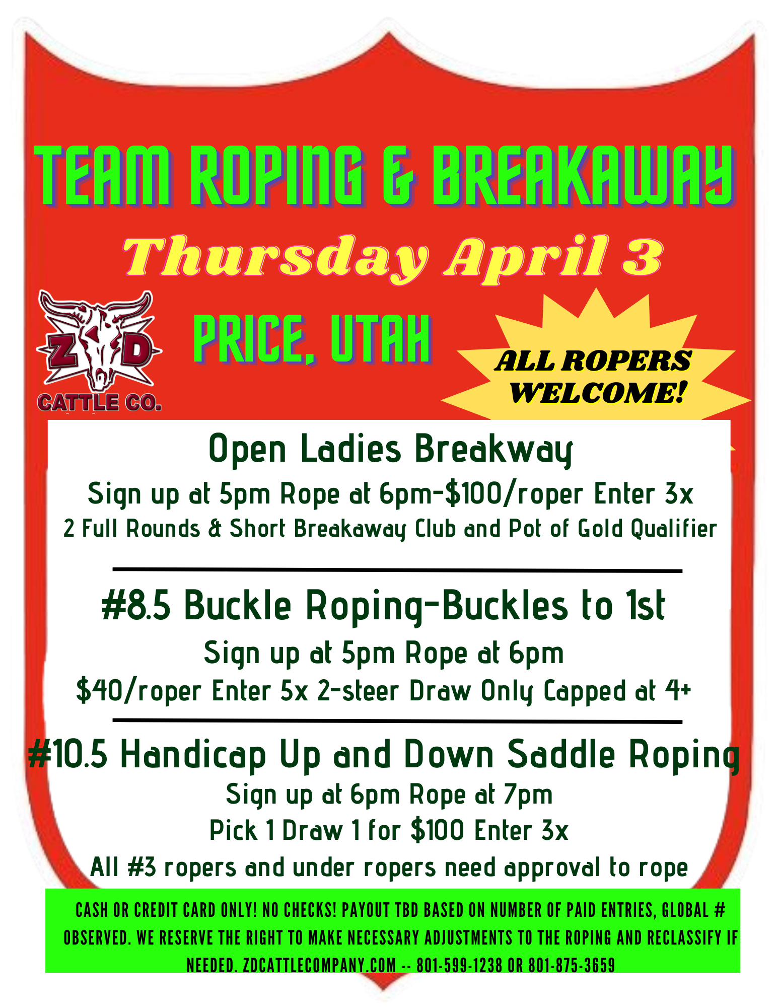 ZD Roping Schedule 2025