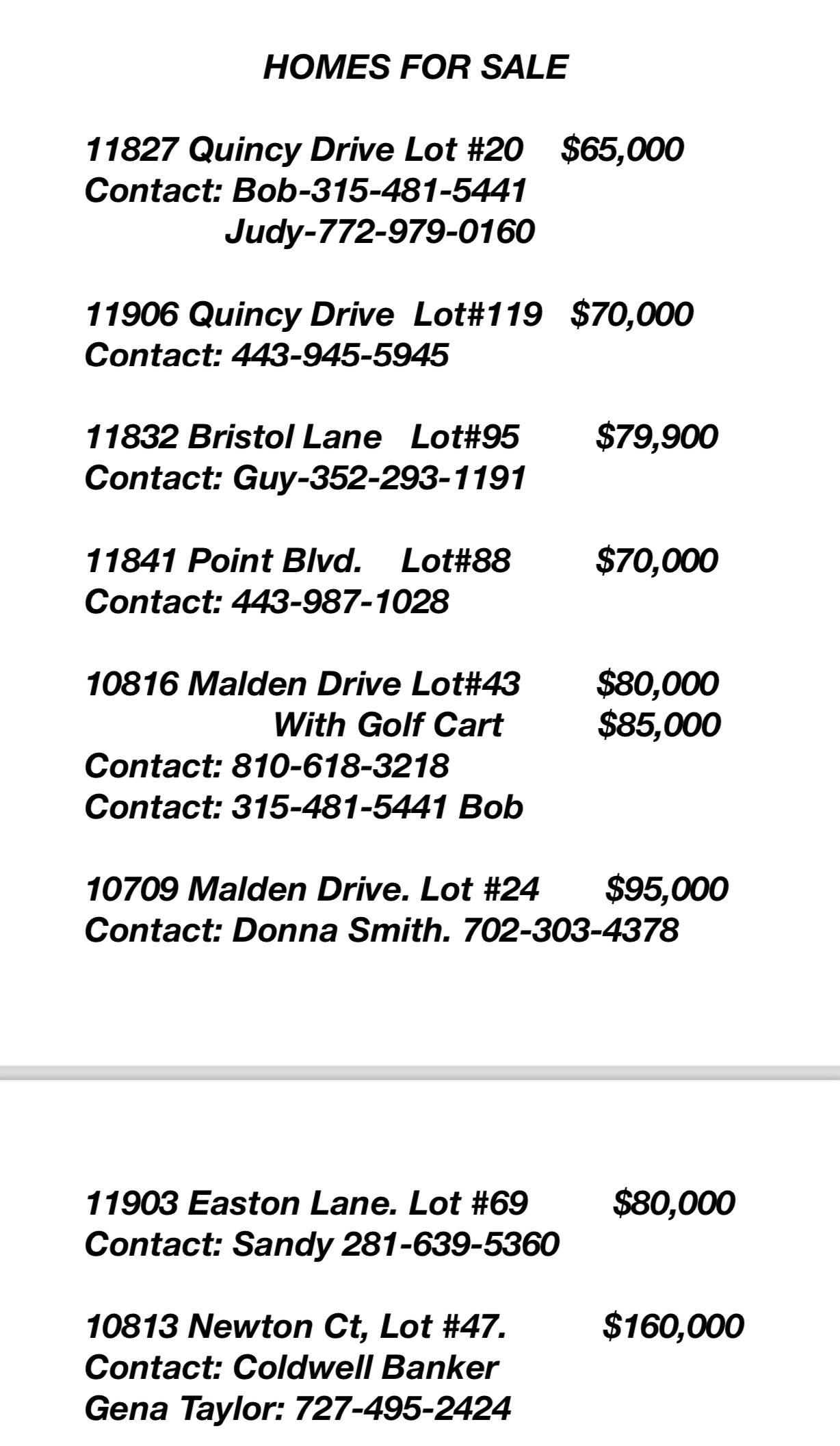 Homes for Sale Point Village Coop