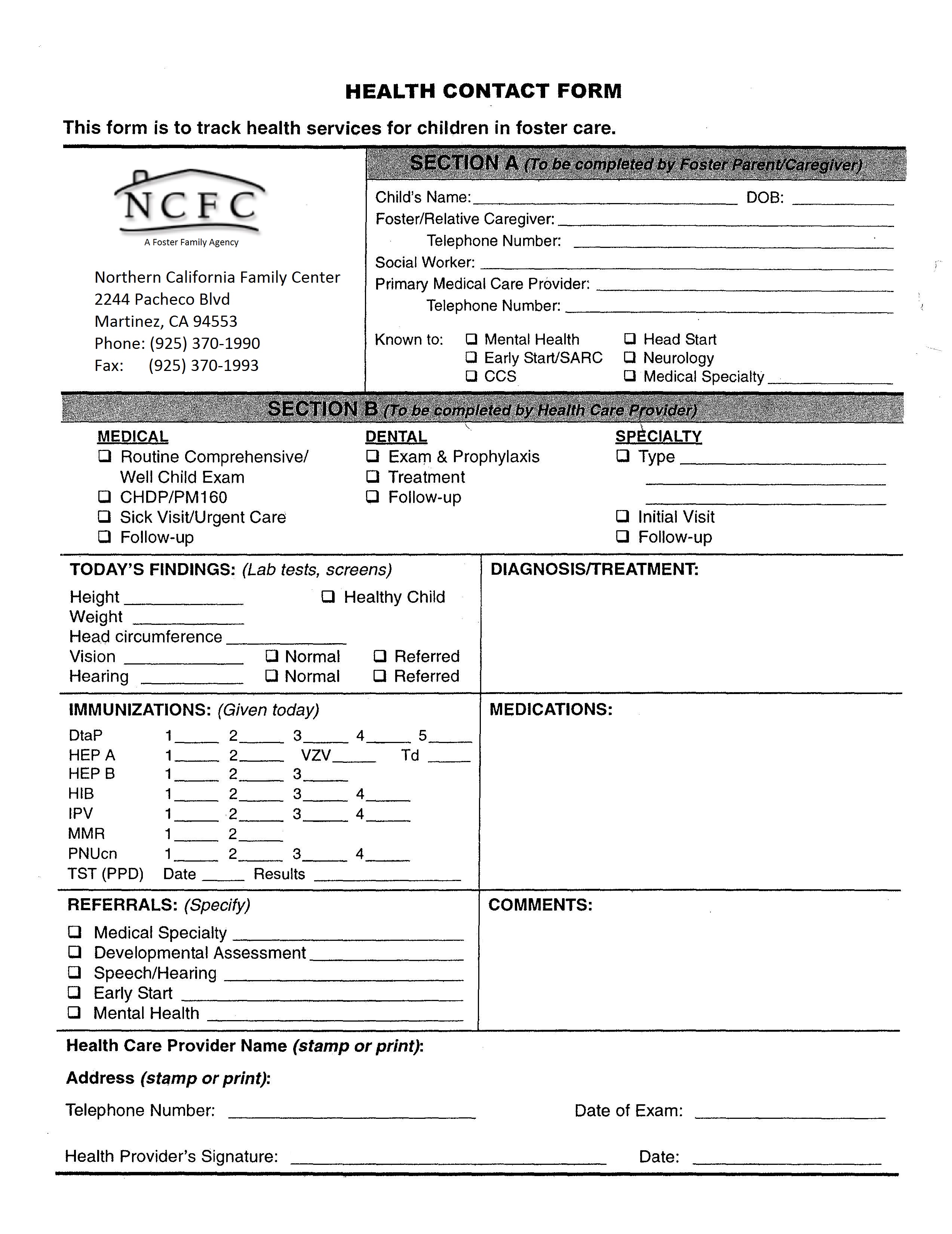 Forms and Applications | Northern California Family Center