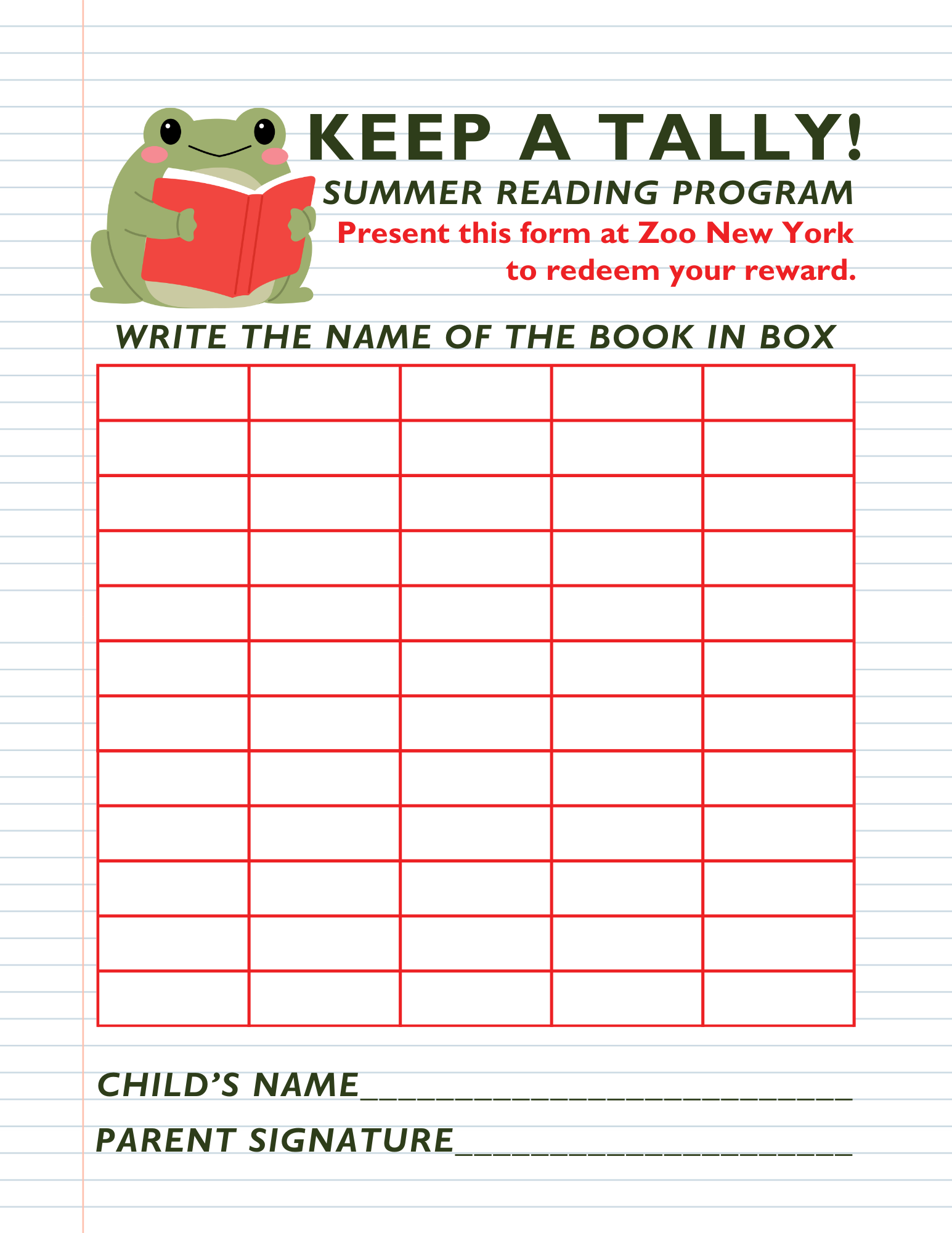 Reading Program Sign Up Summer Reading Program