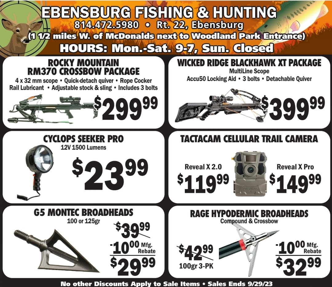 Ebensburg Fishing & Hunting Sales, Ads, Advertising, Sales