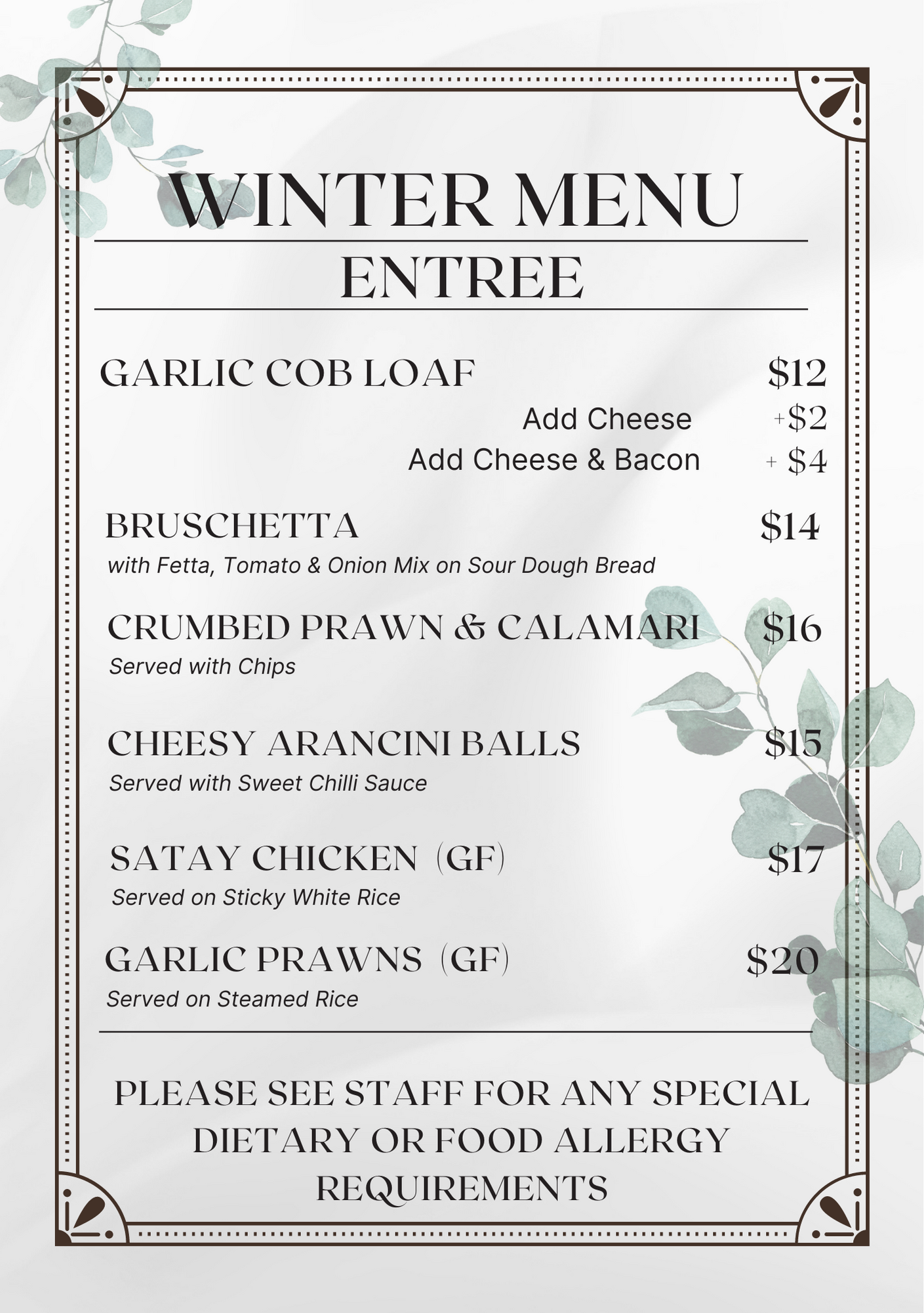 Winter Menu Examples Winter Bistro Menu Ideas at Clemente Herrera blog