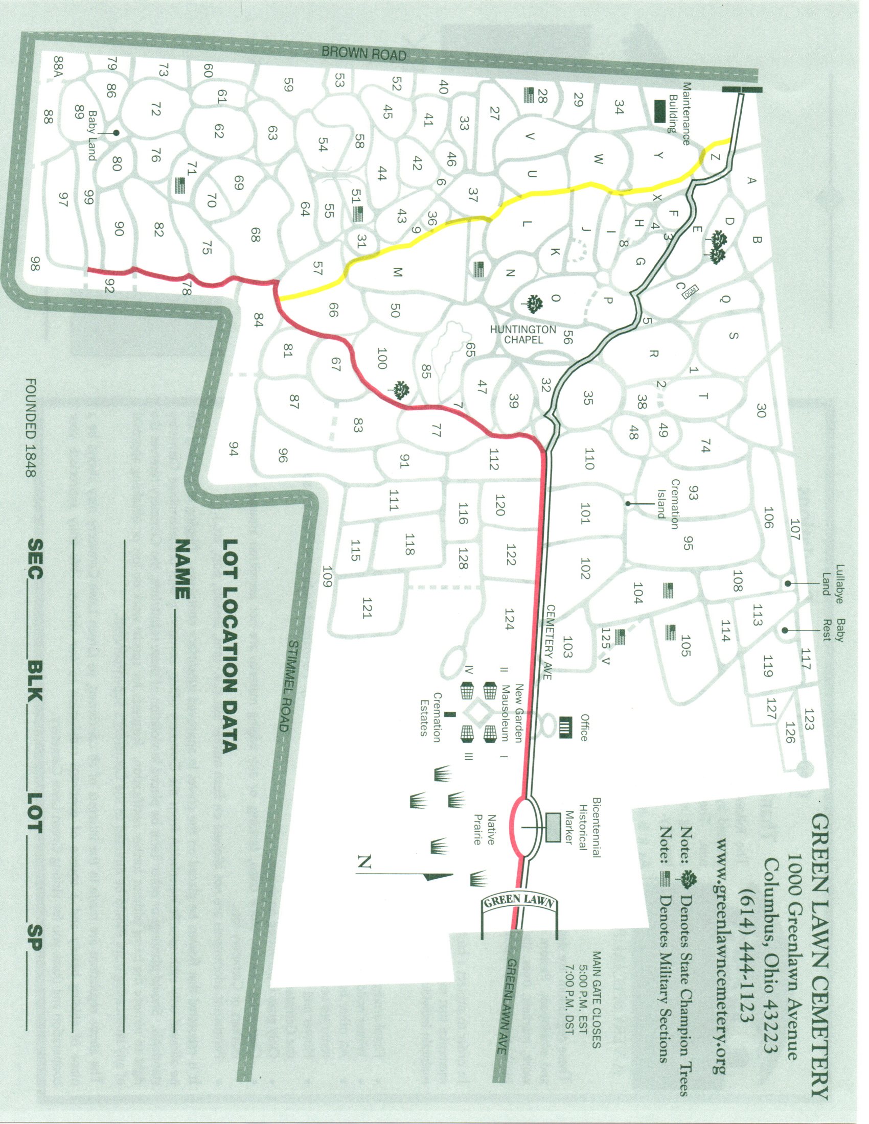 Greenlawn Cemetery Columbus Ohio Map Green Lawn Greenlawn Cemetery Columbus Ohio Map Green Lawn