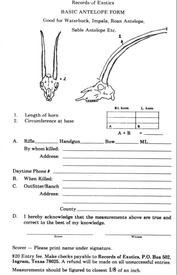 Score Sheets | Records of Exotics