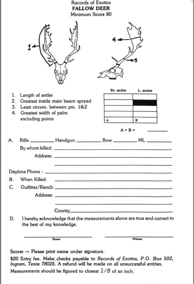 Learn Animal Scores: Mule Deer & Fallow Deer Score Sheets