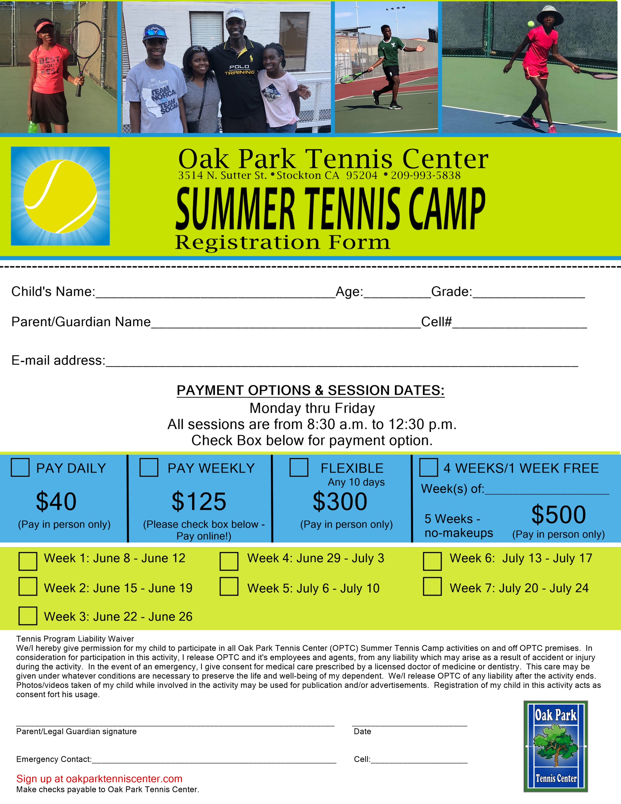 YouthFlyerDownloads Oak Park Tennis Center
