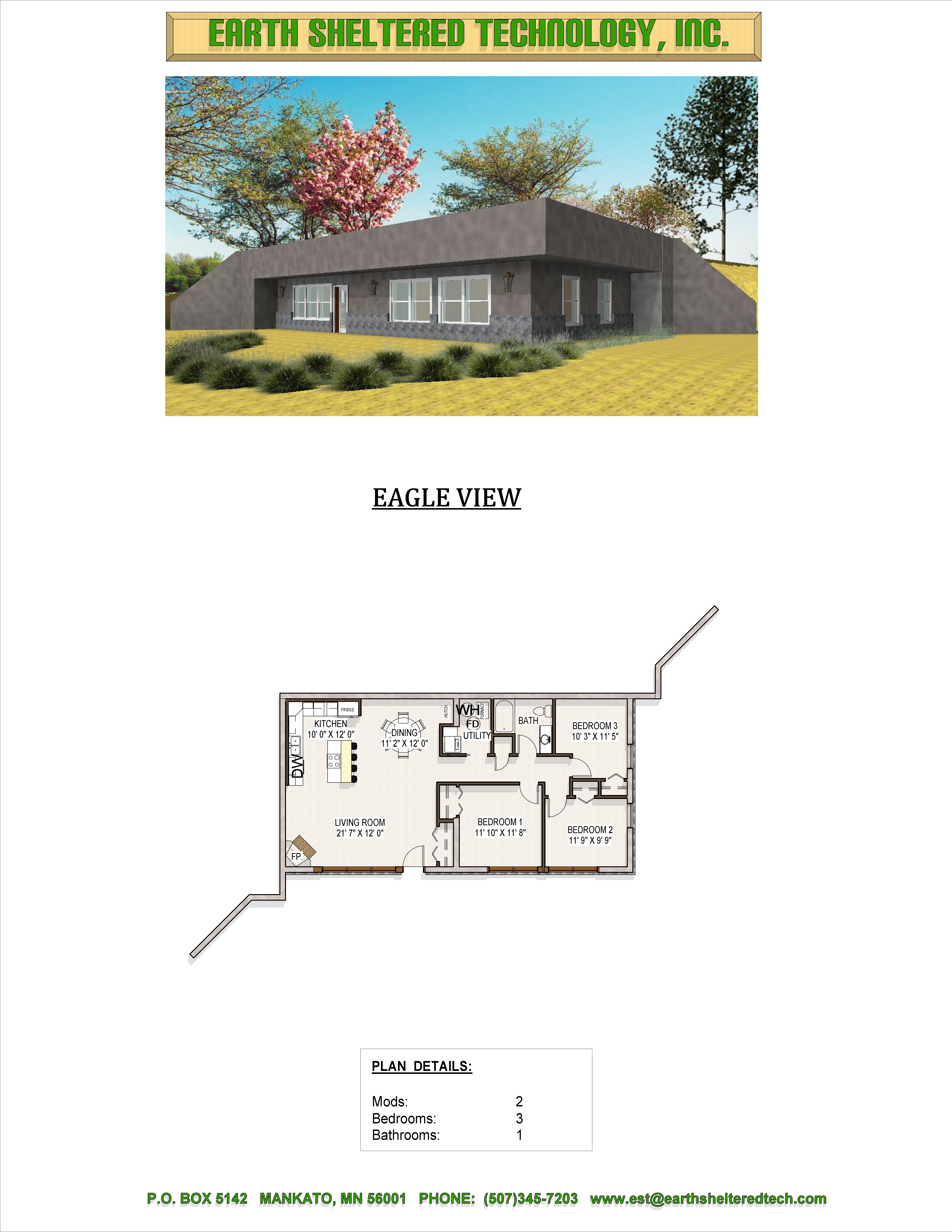 Earth Sheltered Technology - Earth Home, Floor Plans