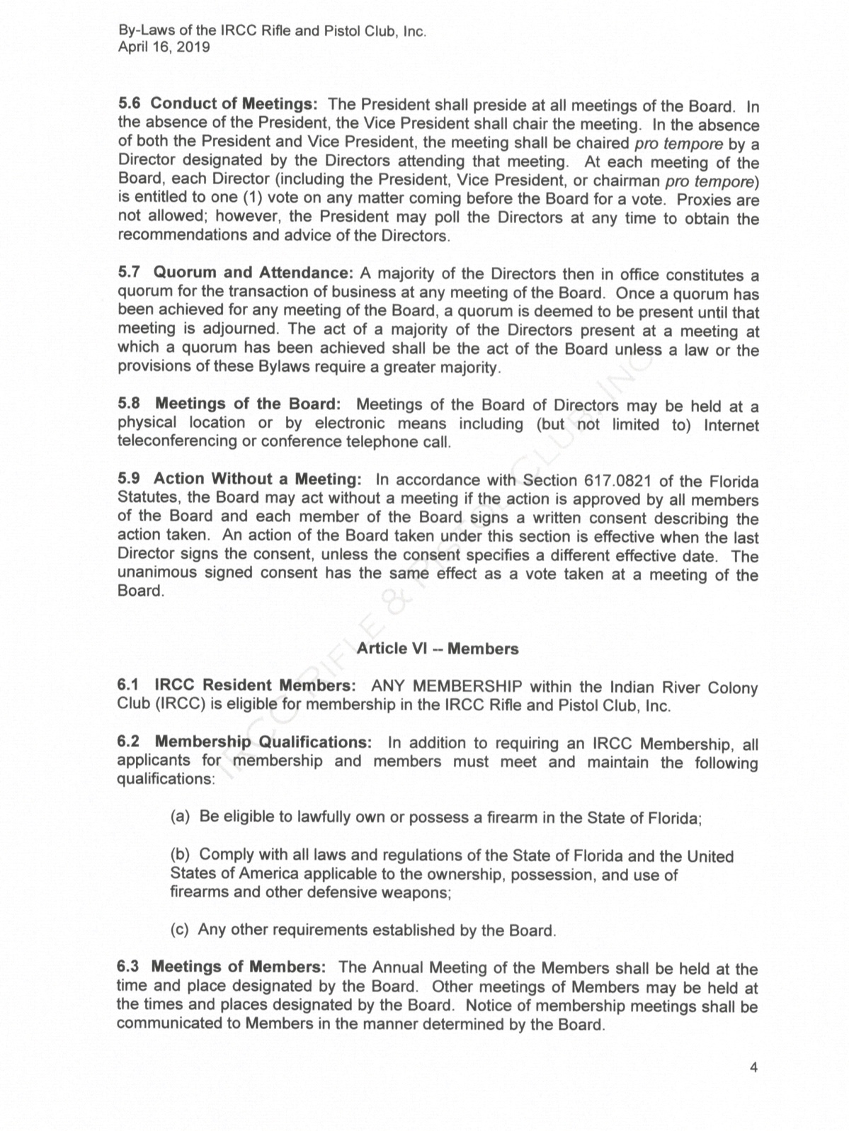 Club Bylaws RIFLE & PISTOL CLUB