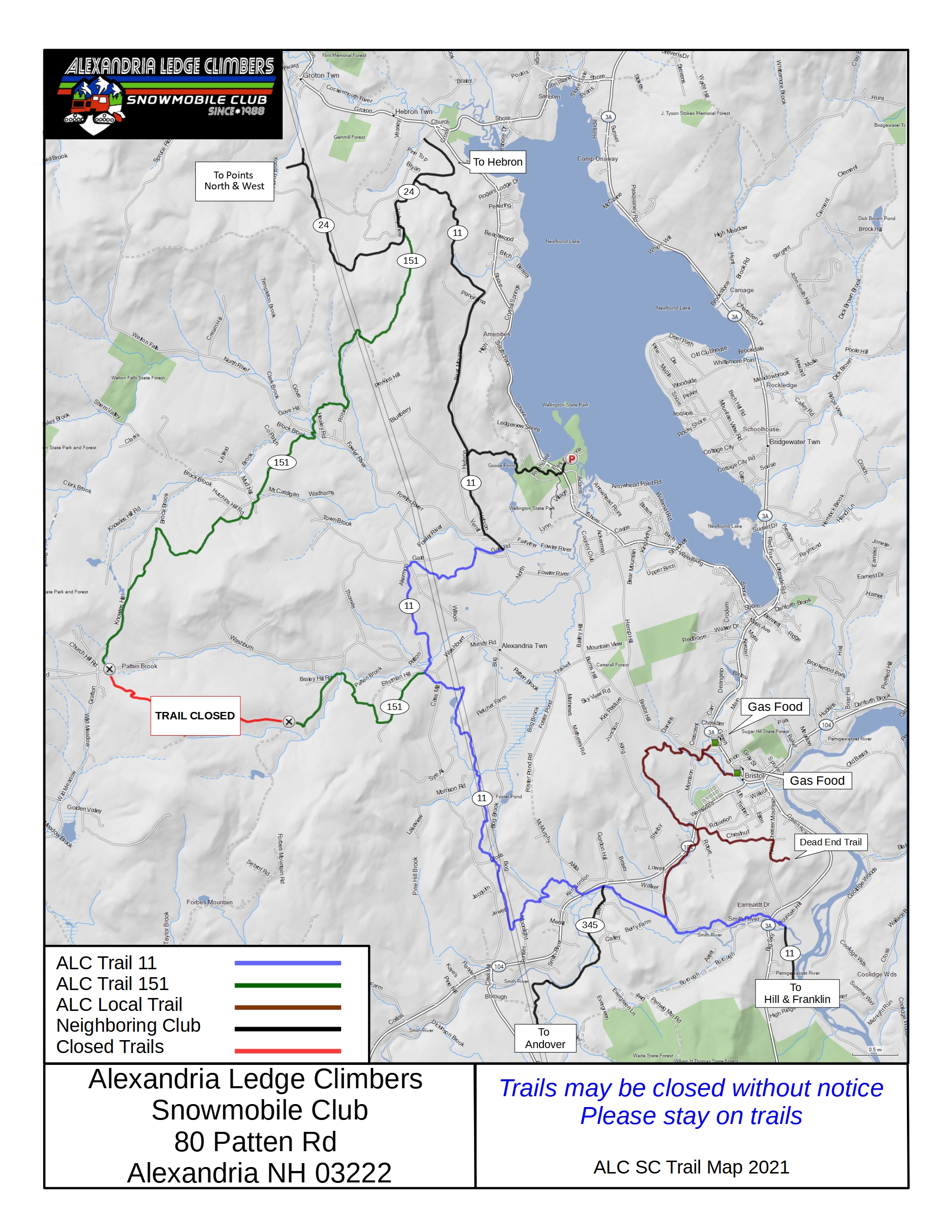 Callander Snowmobile Map New Hampshire Snowmobile Trail Map