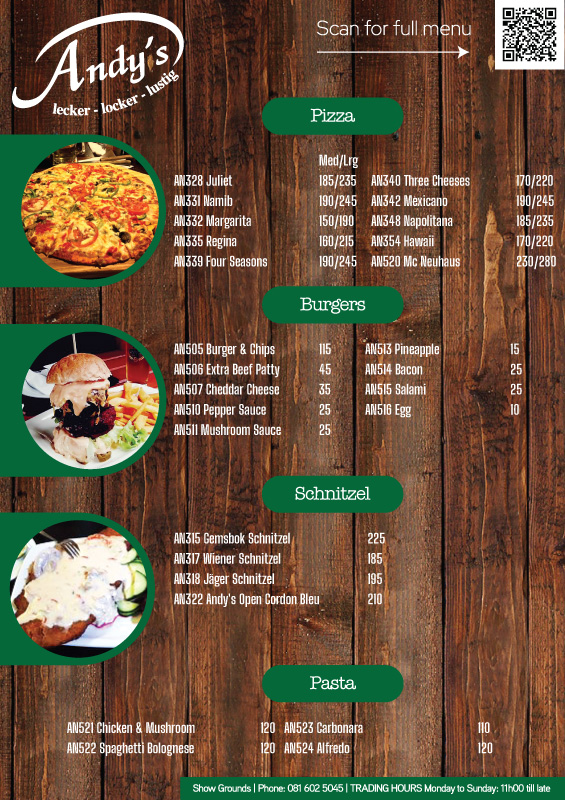 Windhoek Menus | Dial-A-Meal Namibia