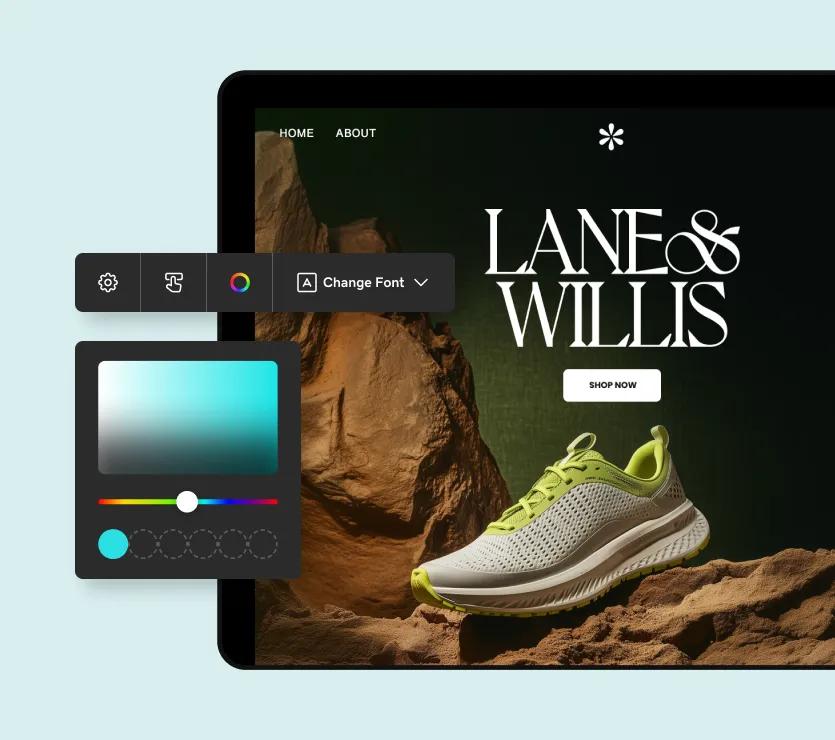 Tablet device with website builder UI