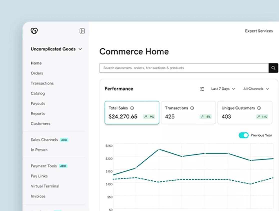 POS Central Commerce Home dashboard