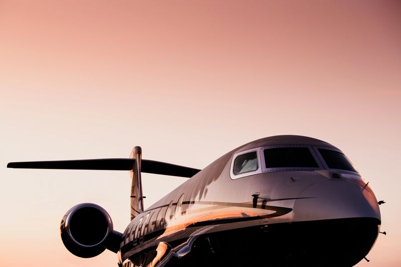 Business Jet at sunset