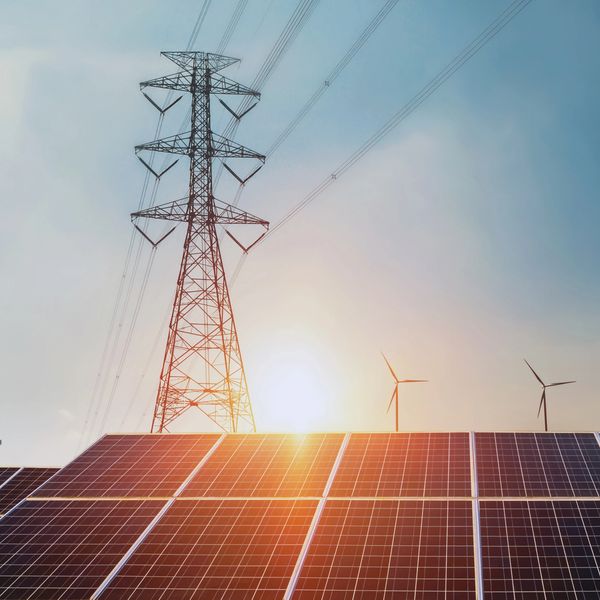 Solar panels and electricity pilons