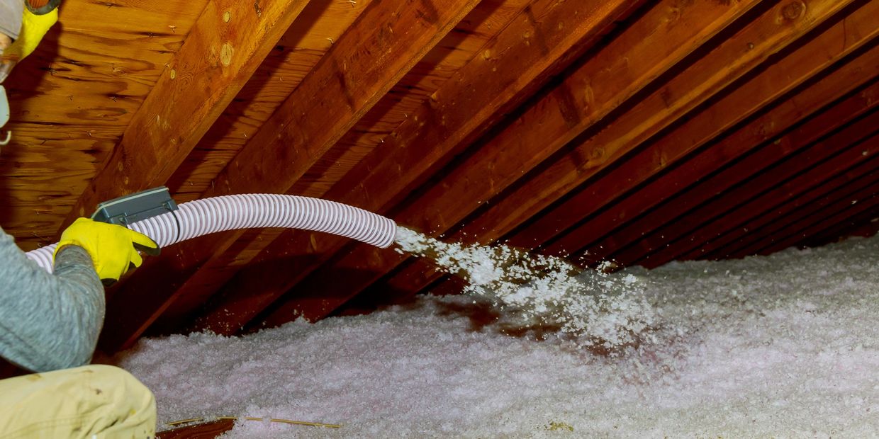 attic insulation blown-in loose fill installation 