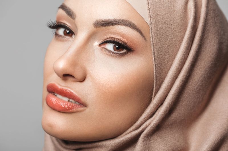 Studio portrait of young woman wearing hijab, studio shot