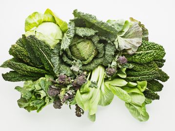 A variety of fresh green leafy vegetables.