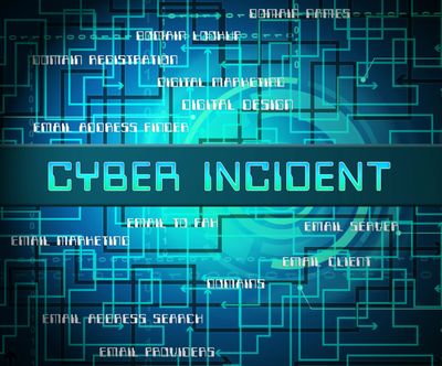 Digital background with 'Cyber Incident' and related email and domain terms.
