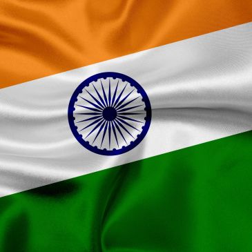 Close-up of India flag with colors and Ashoka Chakra.