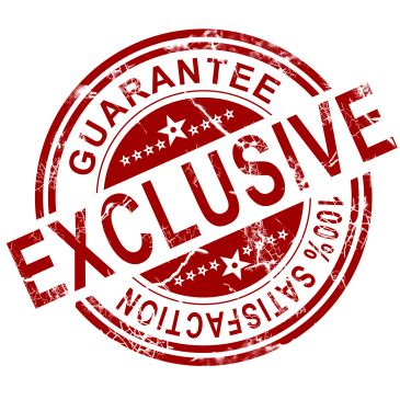 Red exclusive guarantee stamp.