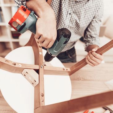 furniture assembly with a drill