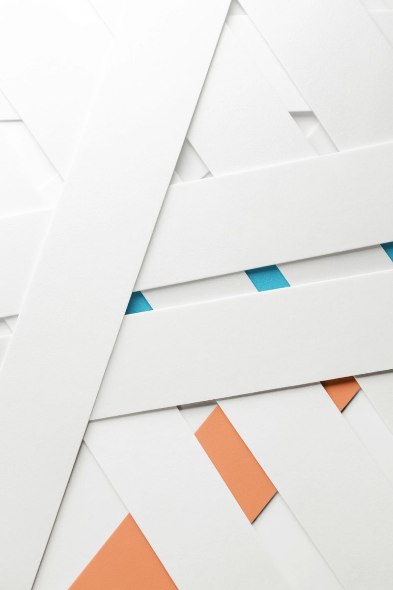 Geometric composition with white elements, abstract background