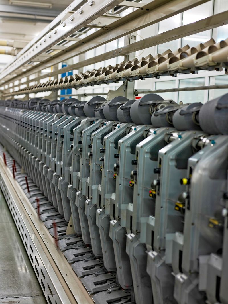 Textile machinery in a  factory