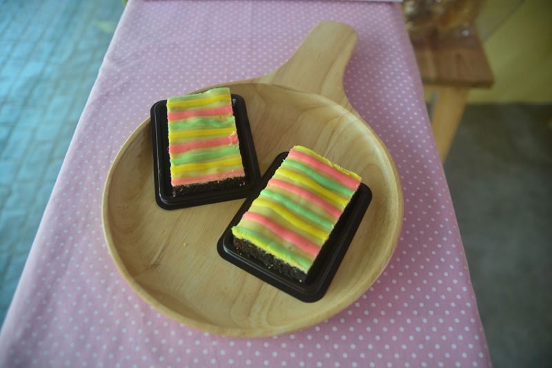 Homemade Cheesecake Brownie  with rainbow color