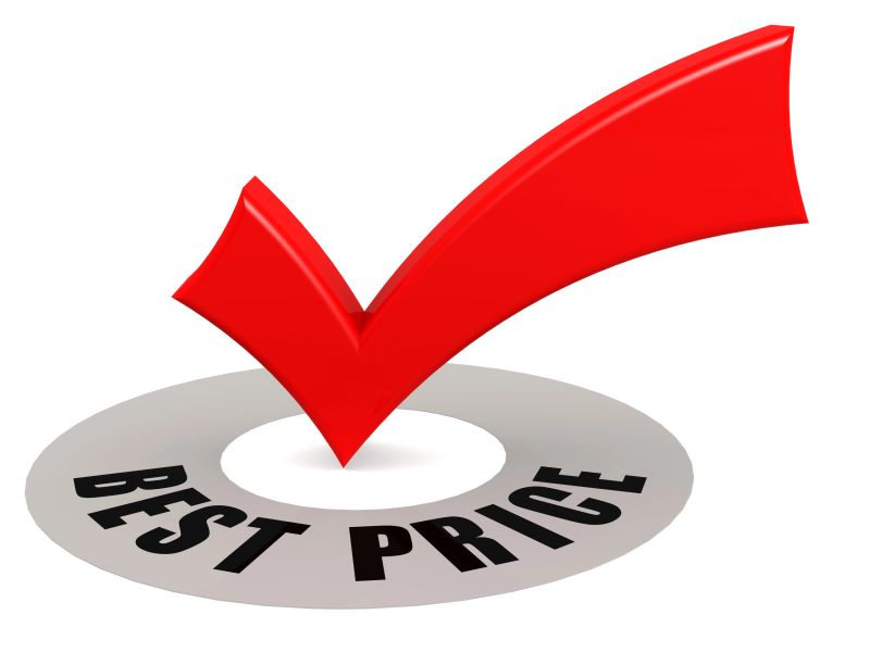 Best Price word and red check mark, 3D rendering