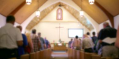 Congregation gathered inside a church.